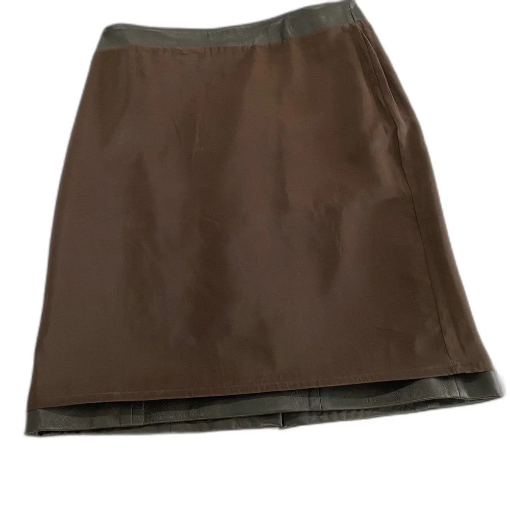 Talbots Skirt Women’s Size 6 Color Brown Leather Lined - Picture 9 of 10